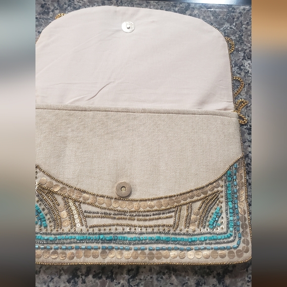 NWOT Bohemian Style Beaded Jute Shoulder bag - Picture 7 of 14